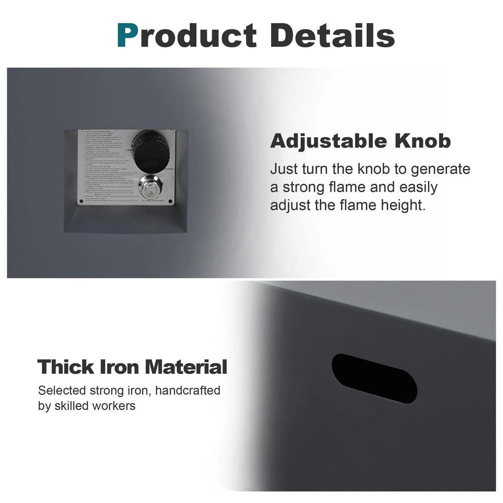 28" Outdoor 40,000 BTU Square Propane Iron Fire Pit with Tank Cover