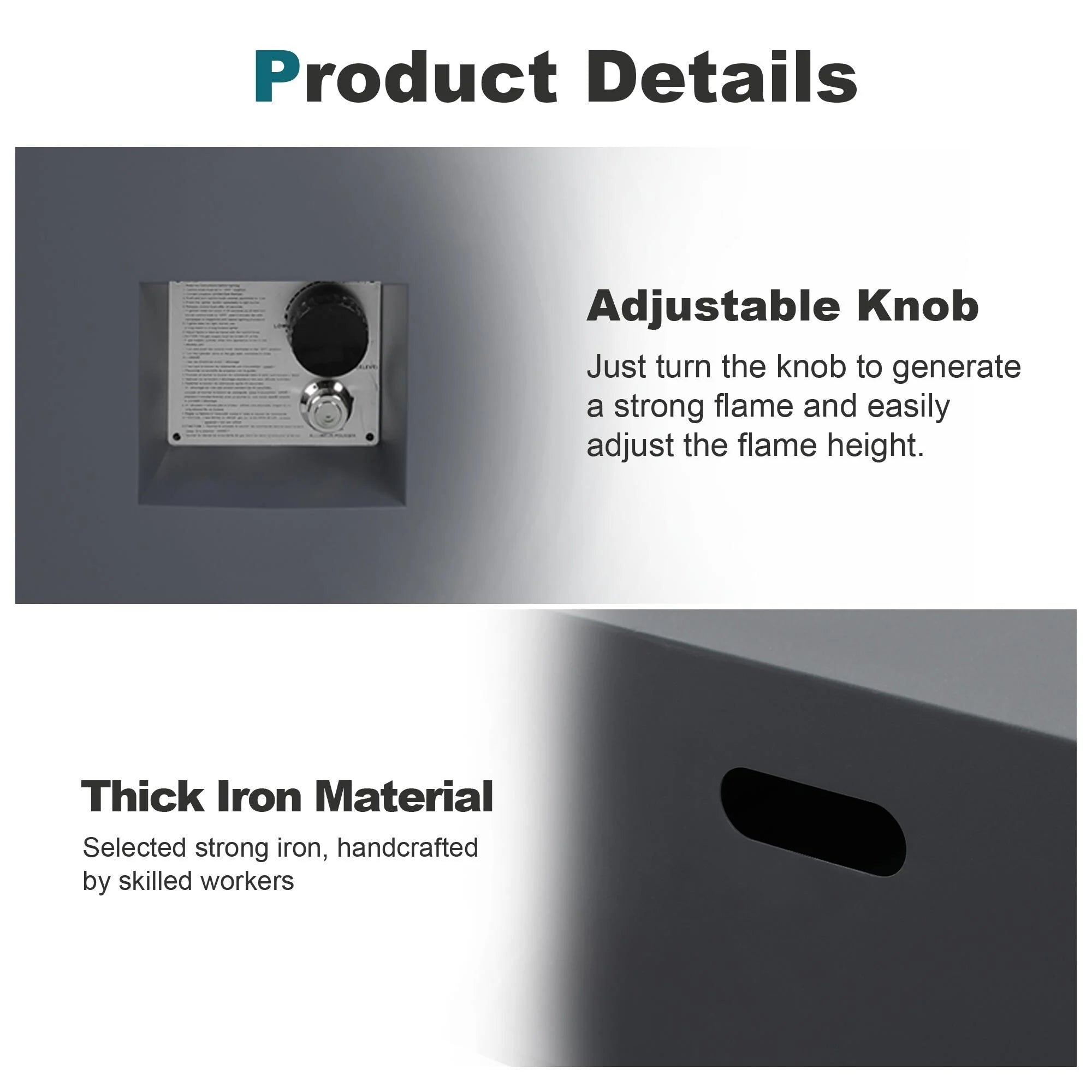 28" Outdoor 40,000 BTU Square Propane Iron Fire Pit with Tank Cover