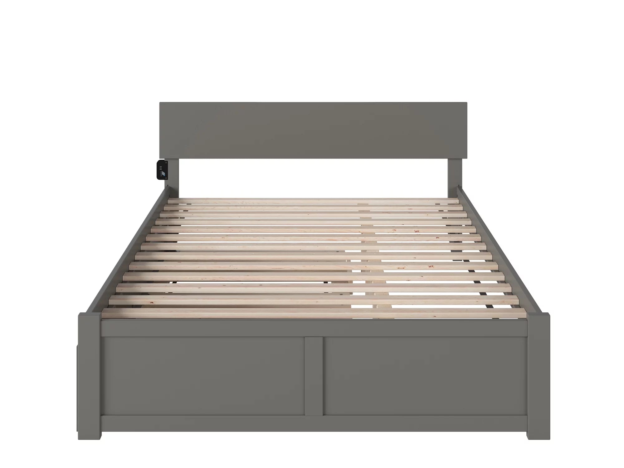 AFI Orlando Queen Wood Platform Bed with Headboard Footboard & Twin XL Trundle, Grey
