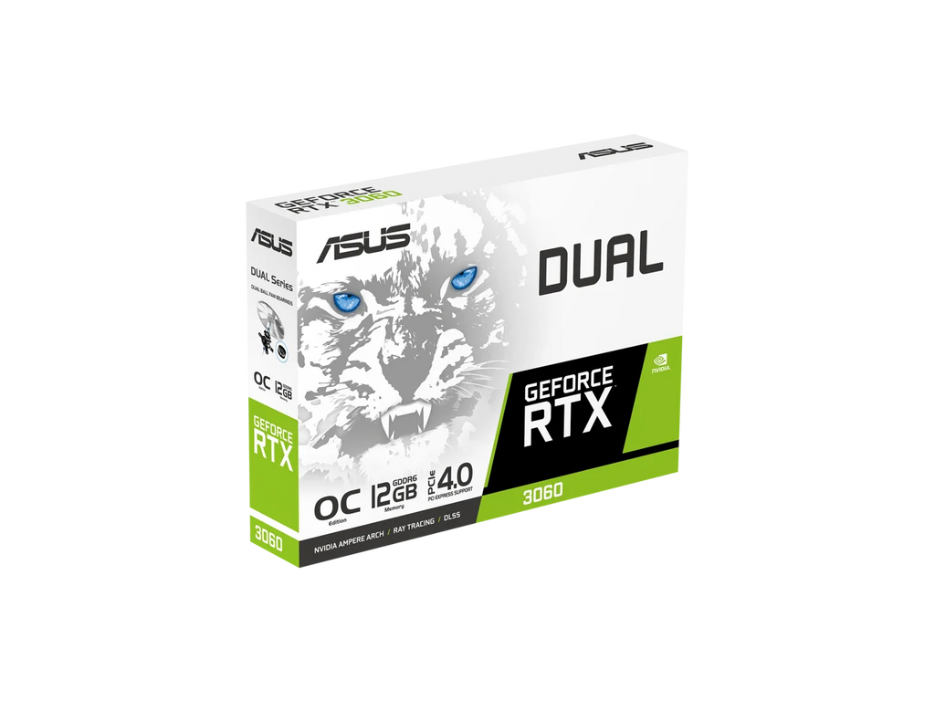 ASUS Dual GeForce RTX 3060 White OC Edition 12GB GDDR6 (PCIe 4.0, 12GB GDDR6, HDMI 2.1, DisplayPort 1.4a, 2-slot design, Axial-tech fan design, 0dB technology) DUAL-RTX3060-O12G-WHITE