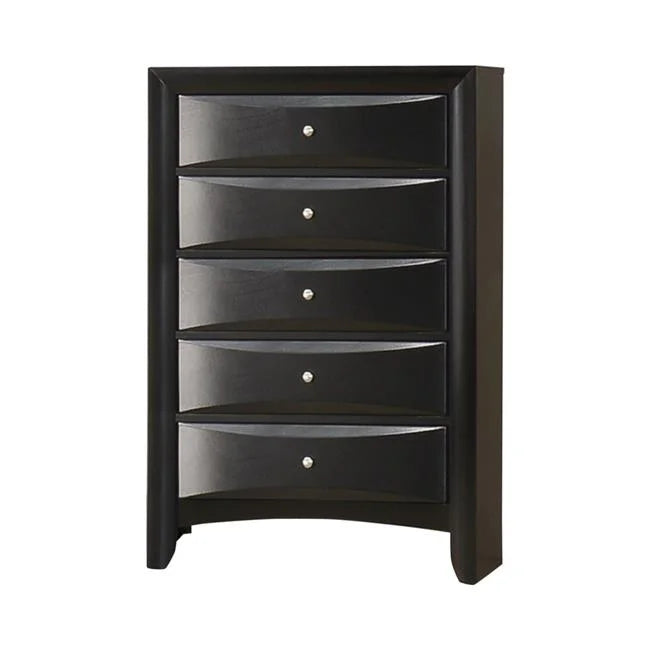 49 in. Ica Tall Dresser Chest - 5 Chambered Drawers - Felt Lined, Black