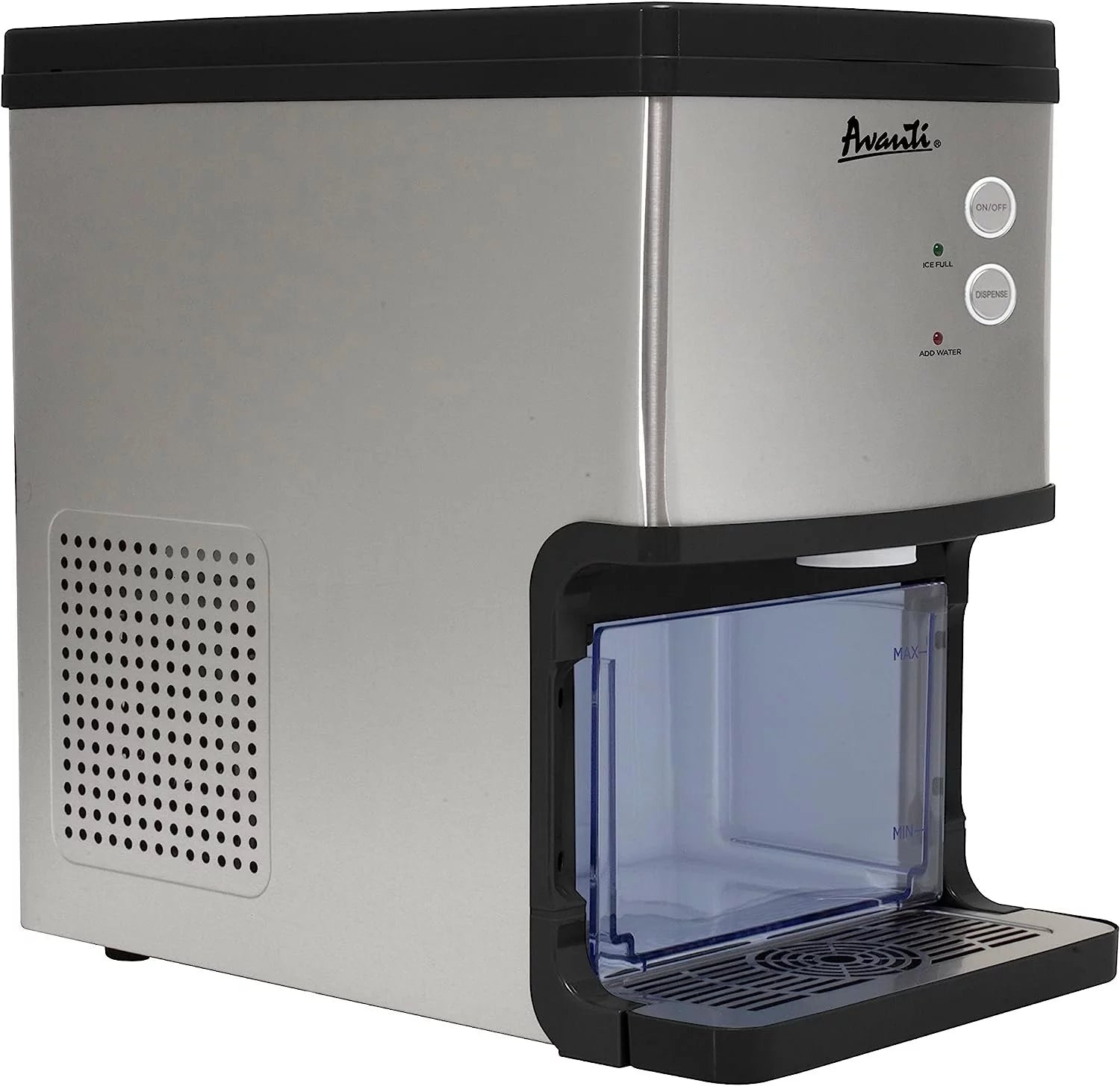 Avanti Elite Series Countertop Nugget Ice Maker and Dispenser, 33 lbs, in Stainless Steel NIMD3313S-IS