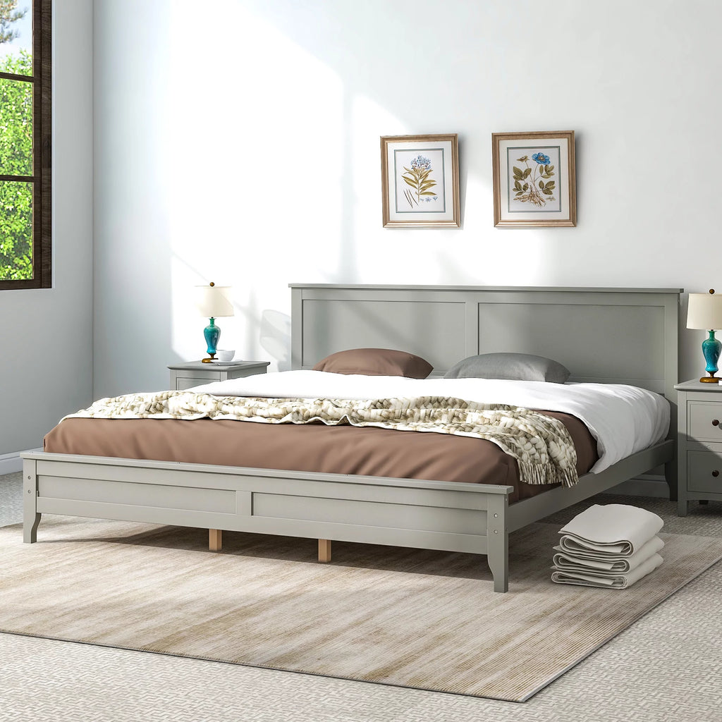 Bellemave King Size Bed Frame with Headboard, Modern Platform Bed King, No Box Spring Needed (Gray)