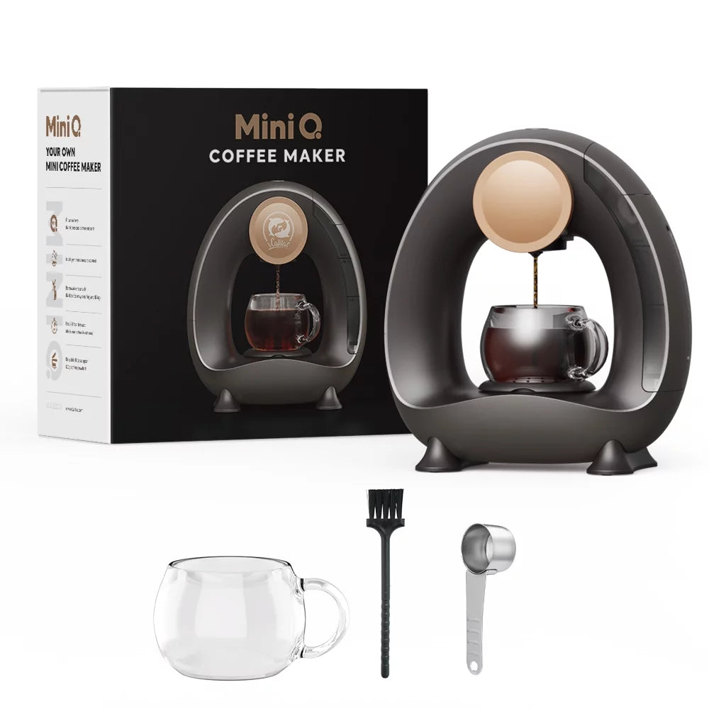 "iCafilas" Mini Q Coffee Maker One Cup 120ML/240ML Coffee Machine Portable American Coffee Maker Your Own Barista Semi-Automatic 1400W Coffee Maker Mini Personal Coffee Maker