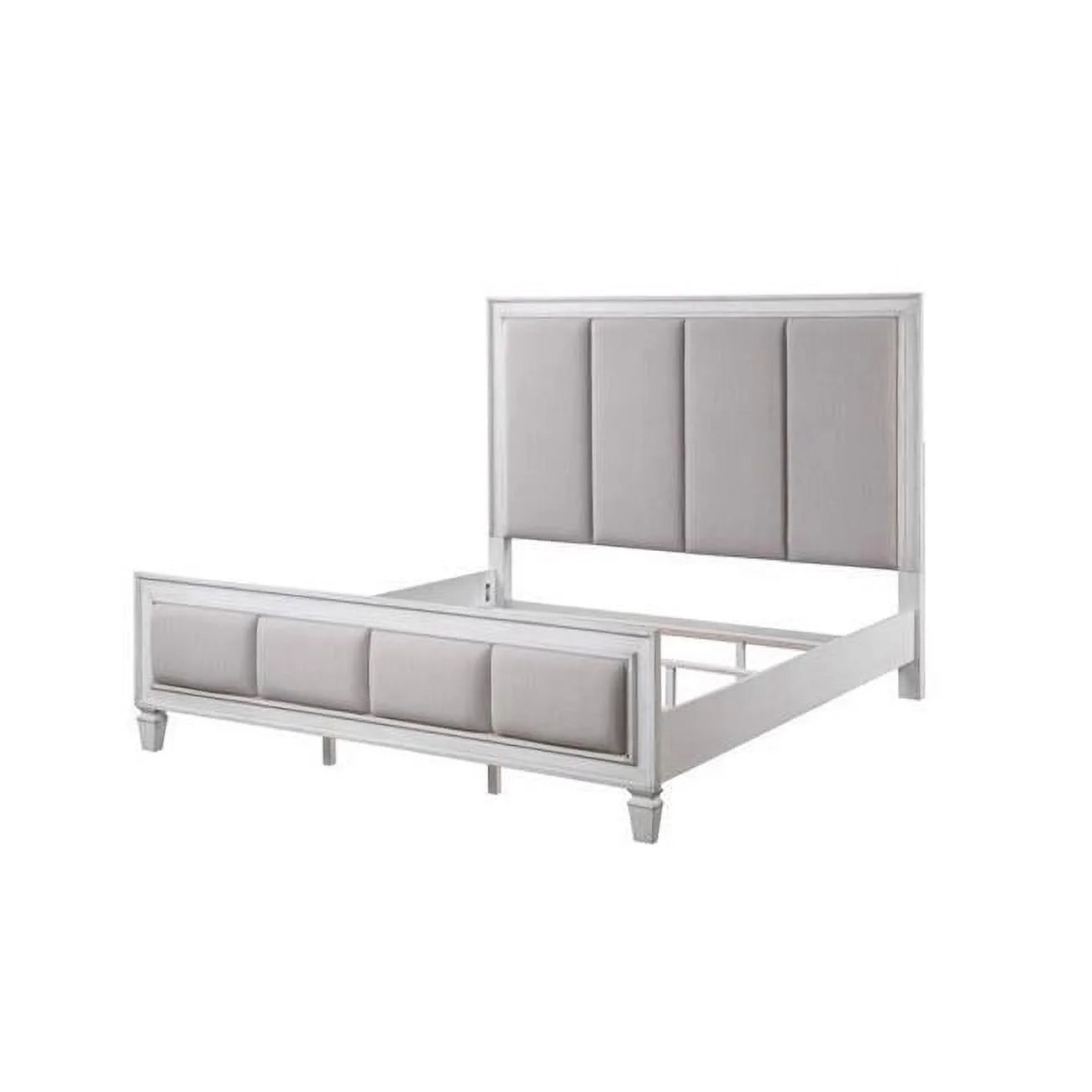 88 x 65 x 62 in. Katia Bed, Gray Linen & White - Queen Size