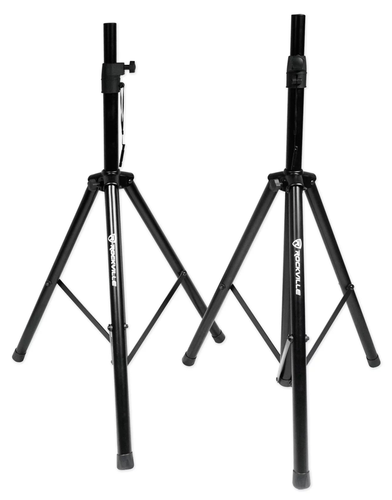 (2) Rockville SPGN154 15" 1600W DJ PA Speakers+Powered 4-Ch. Mixer+Stands+Cables