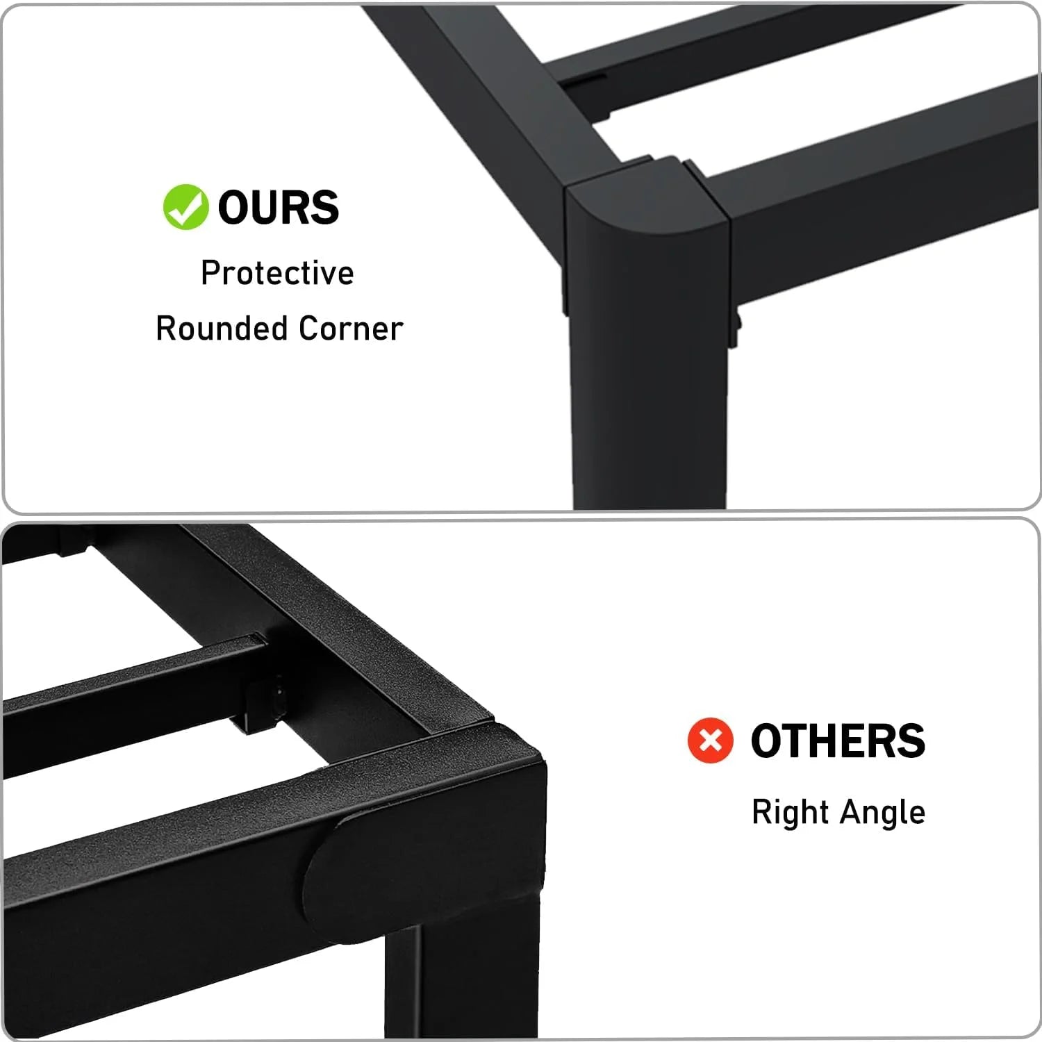 6 Inch Queen Bed Frame with Round Corner Edges, Low Profile Queen Metal Platform Bed Frame with Steel Slat Support, No Box Spring Needed/Easy Assembly/Noise Free Mattress Foundation