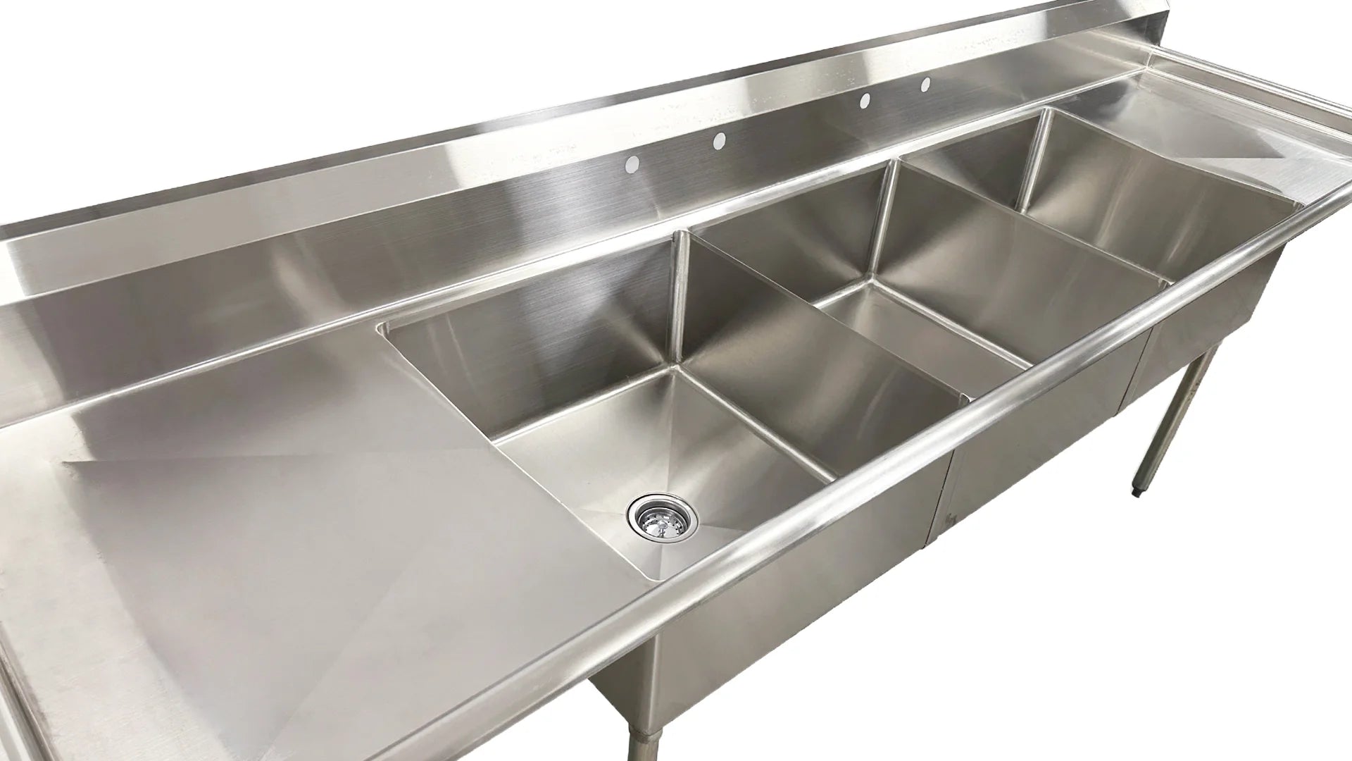 120 in. Stainless Steel 3 Compartment Sink, Freestanding Commercial Sink, NSF Certified