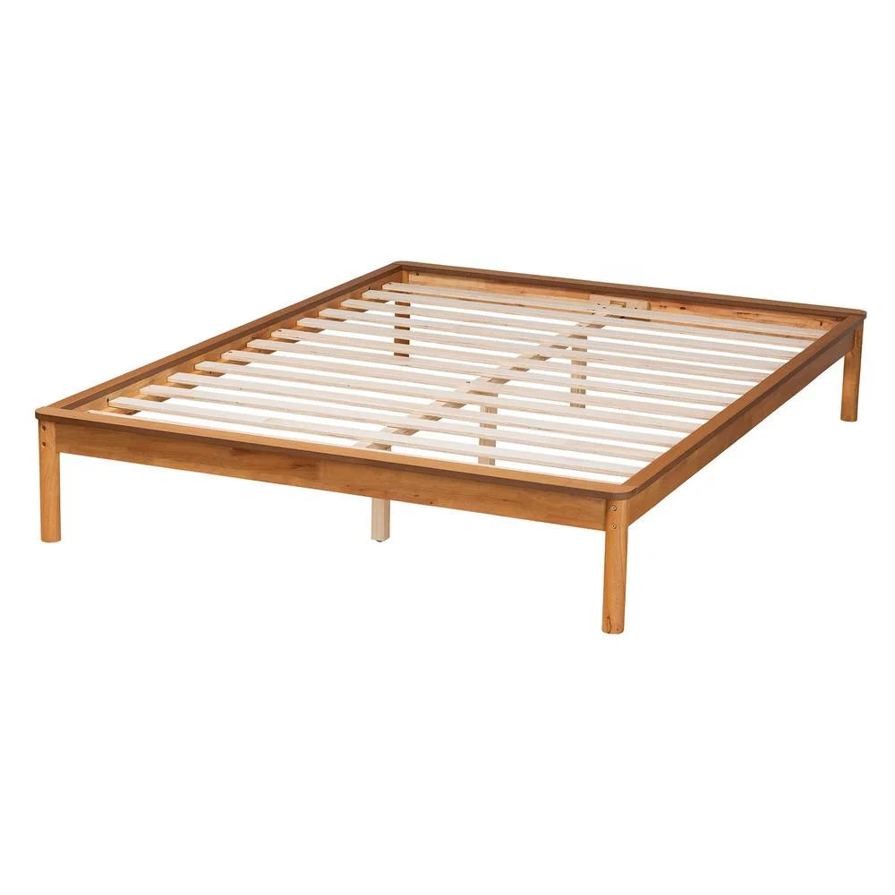 Baxton Studio Efren Modern Honey Oak Finished Wood Queen Size Bed Frame