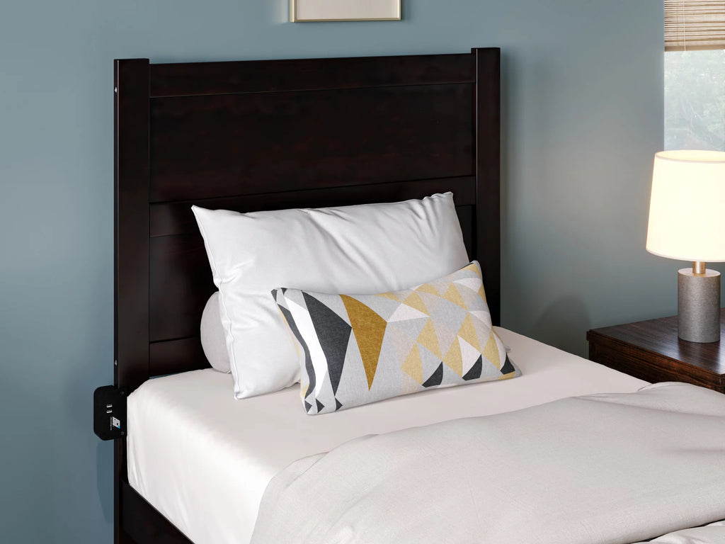 AFI NoHo 14" Twin Wood Platform Bed with Modern Panel Headboard and Footboard, Espresso