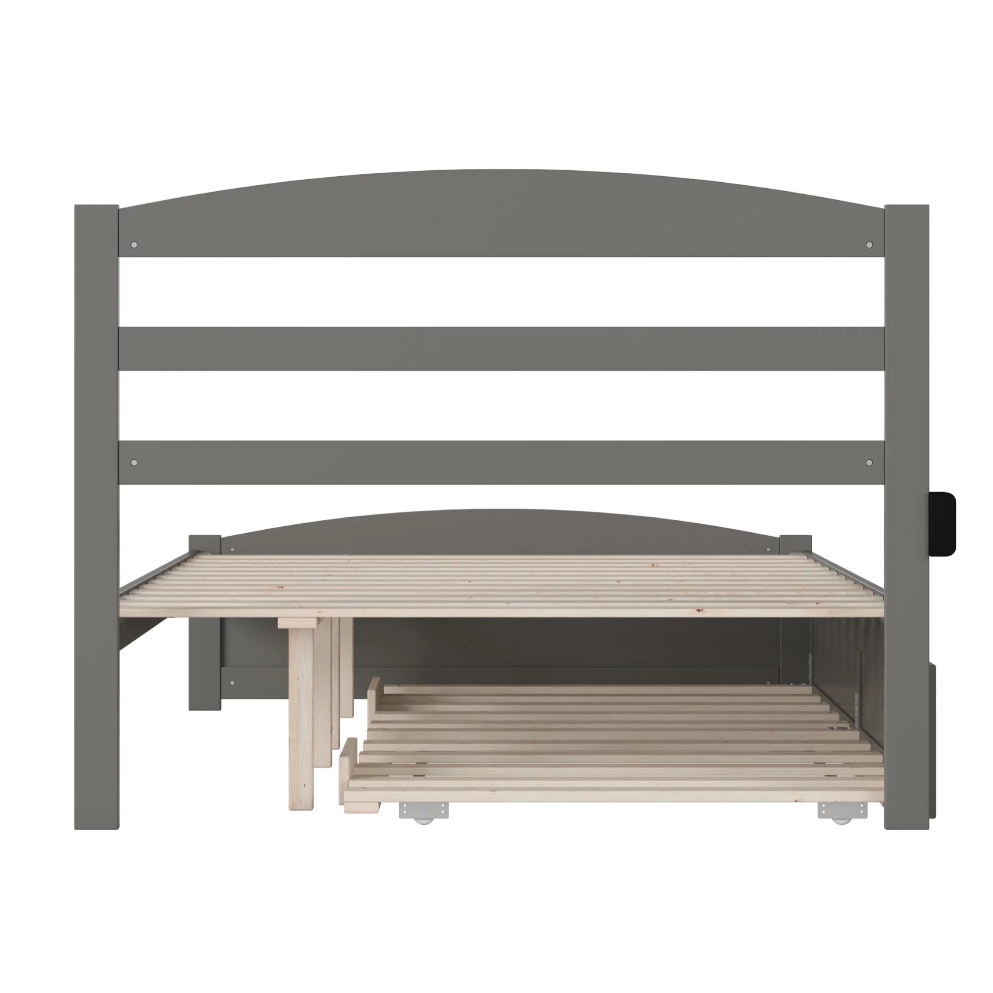 AFI Warren Solid Wood Full Bed w/ Footboard & Twin Trundle in Gray