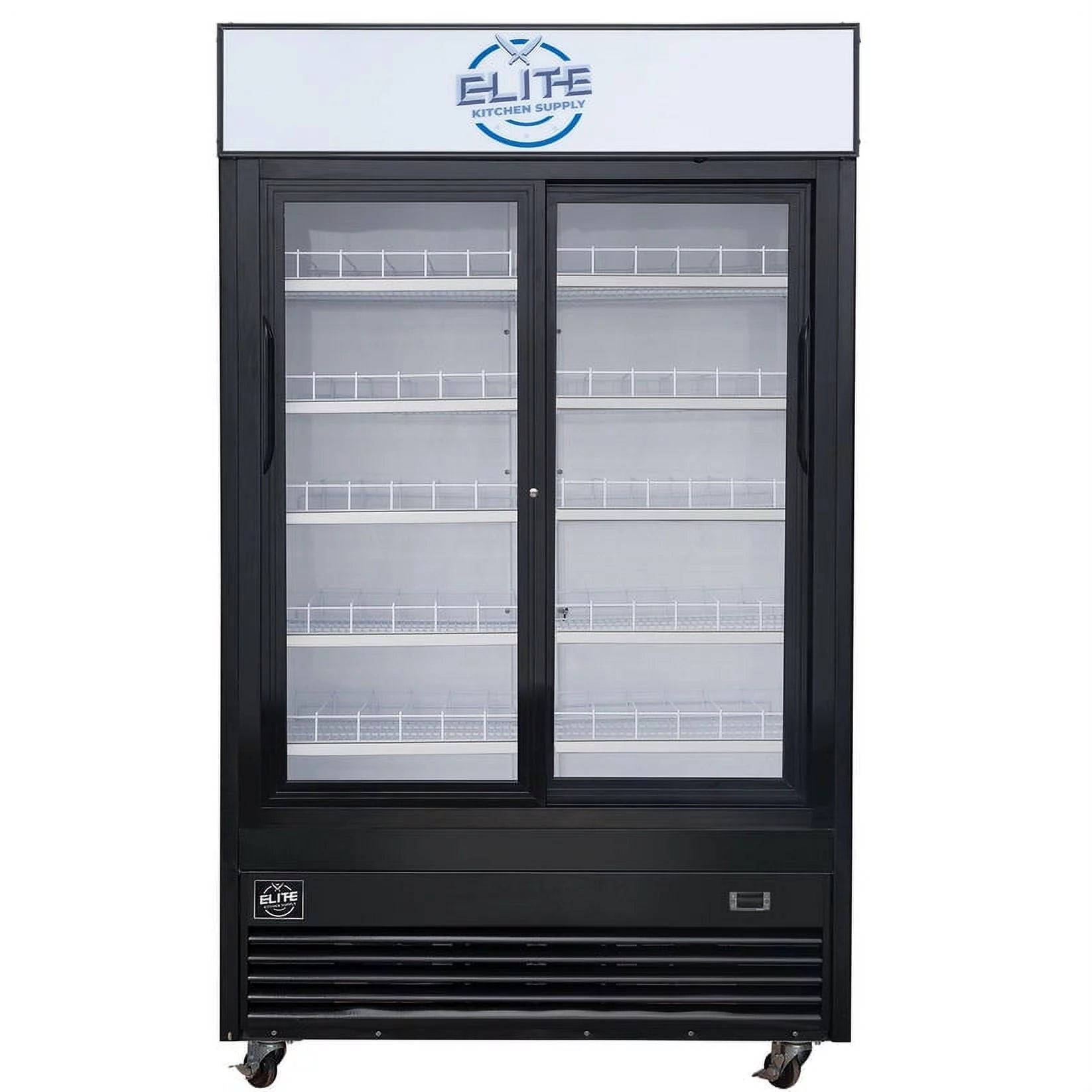 47 in Automatic Defrosting Commercial Merchandiser Refrigerator with Sliding Glass Doors in Black 33.3 cu. ft.