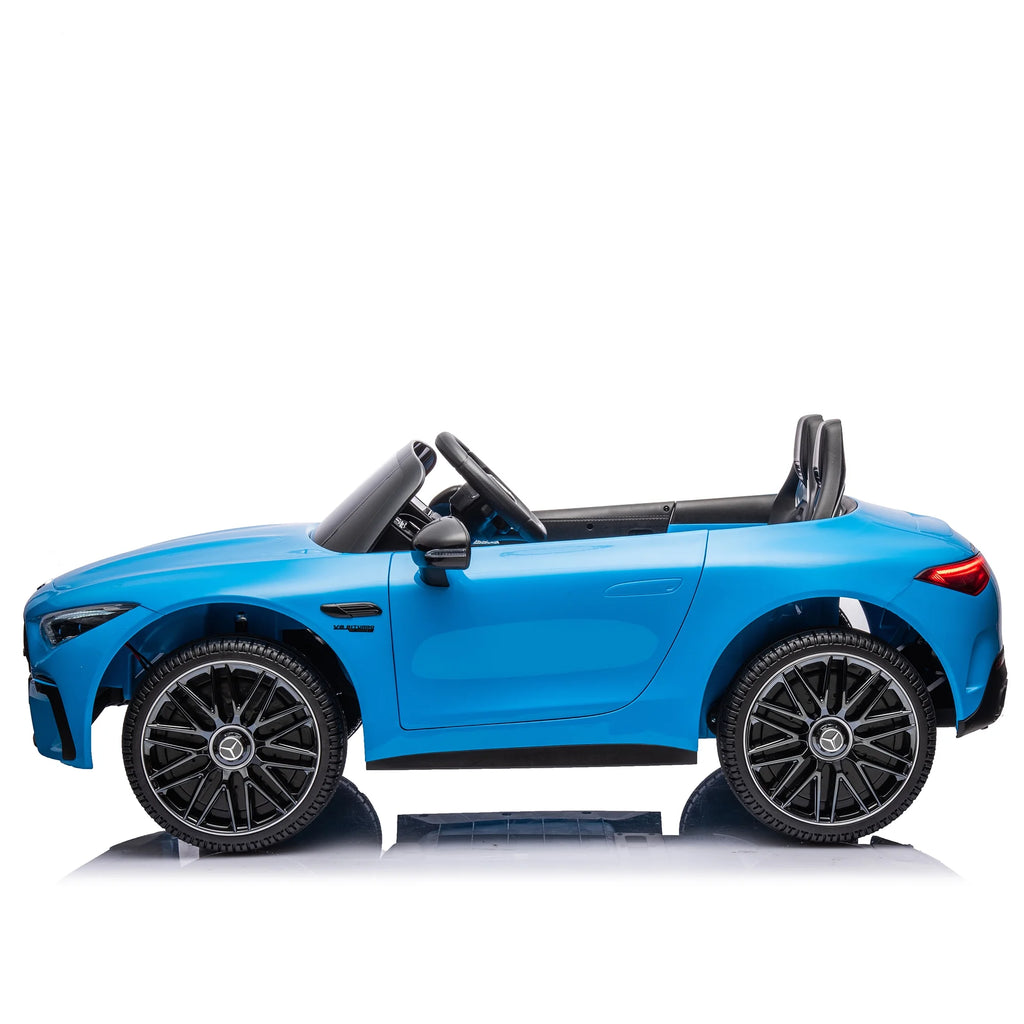 24V Ride on Car w/Parent Remote Control, Licensed Mercedes-Benz SL63 Powered Ride On Toy Car for Kids, Electric Car for Boy w/Music Bluetooth/LED Headlight/Belt, 200w Super Powerful Motor, Blue