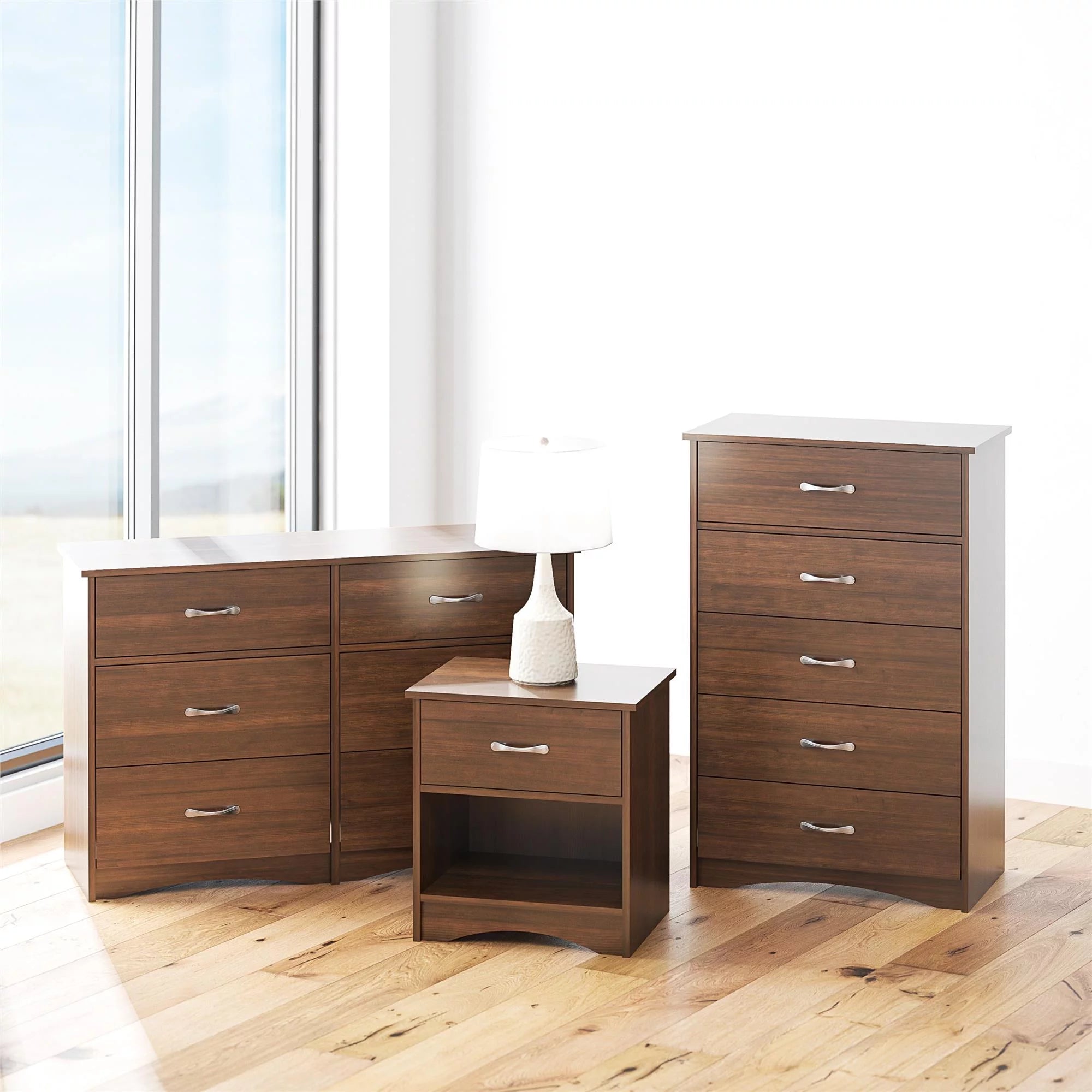 Ameriwood Home Jerry Hill Wide 6 Drawer Dresser, Cherry Oak