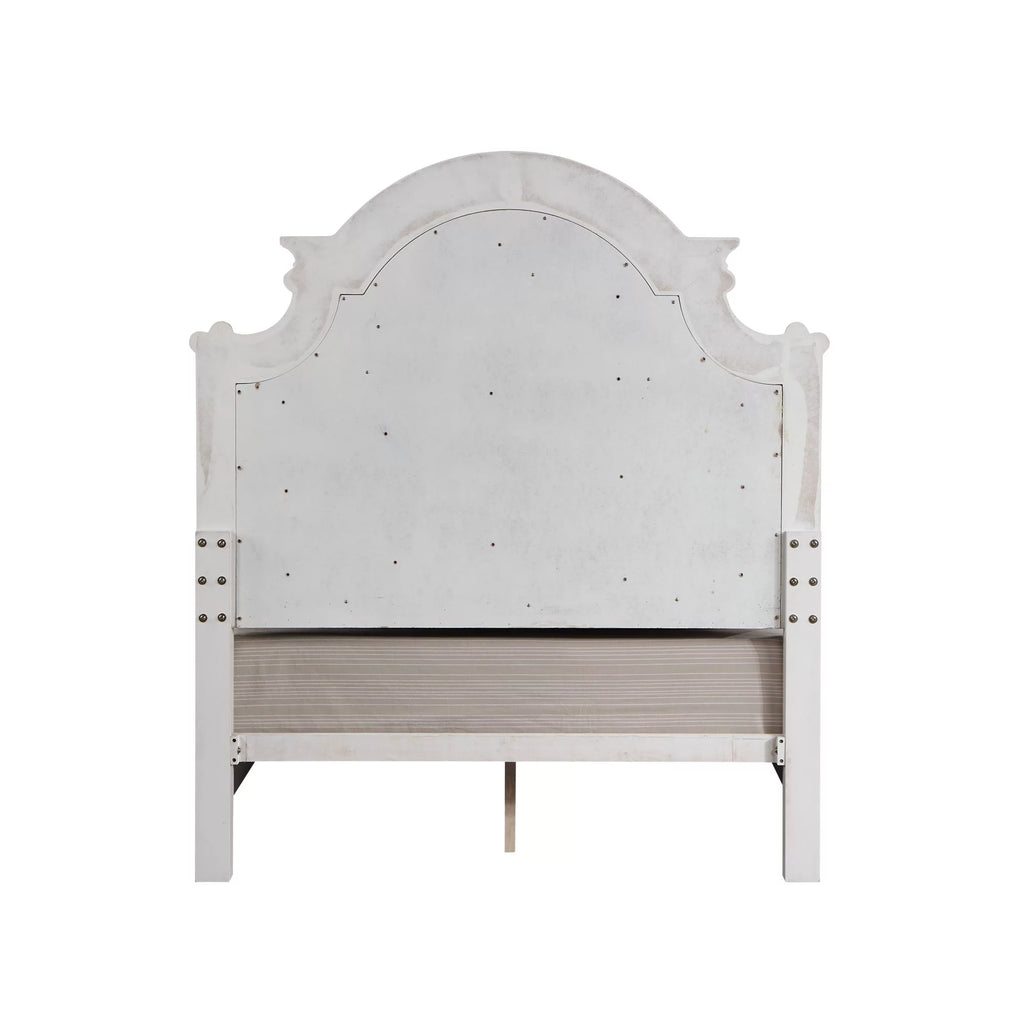 ACME Florian Queen Bed in Gray Fabric & Antique White Finish BD01648Q