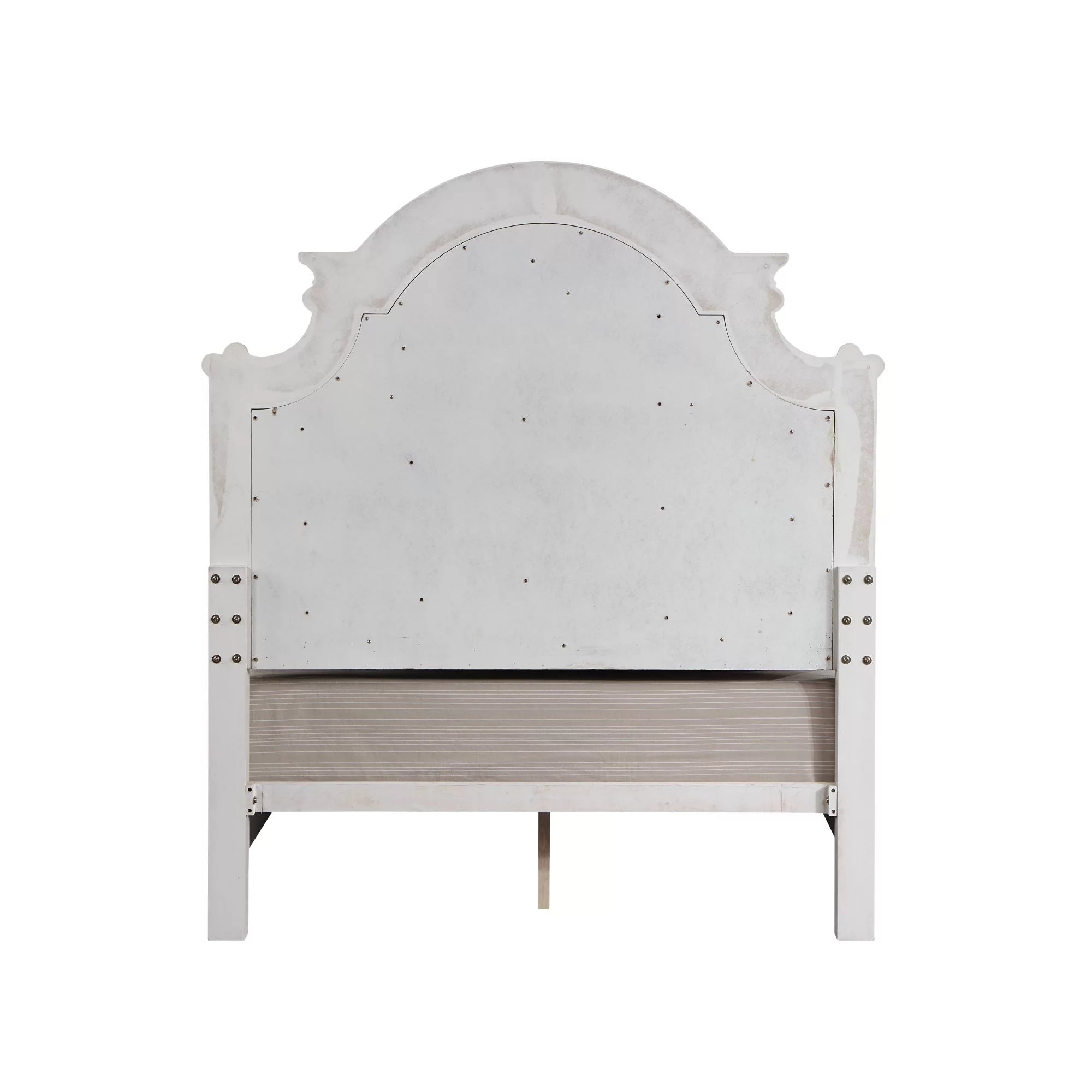 ACME Florian Queen Bed in Gray Fabric & Antique White Finish BD01648Q