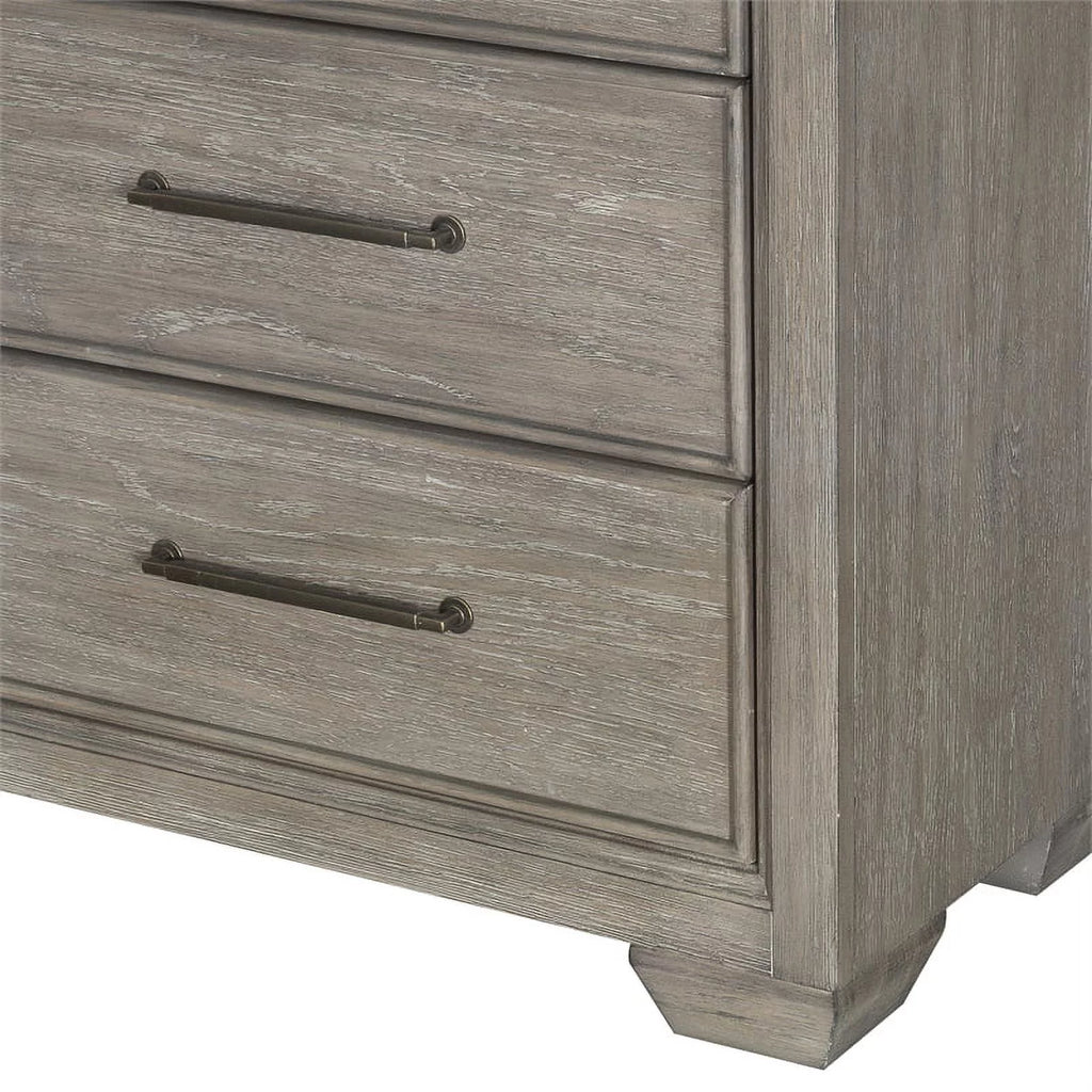 Andover Solid Wood 6 Drawer Dresser with Mirror in Dove Gray by Samuel Lawrence