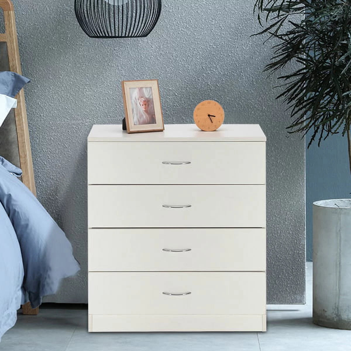 Arturesthome MDF Wood Simple 4-Drawer Dresser White