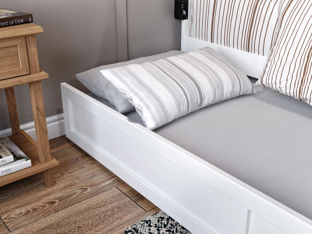 AFI Warren Queen Wood Platform Bed with Headboard Footboard & Twin XL Trundle, White