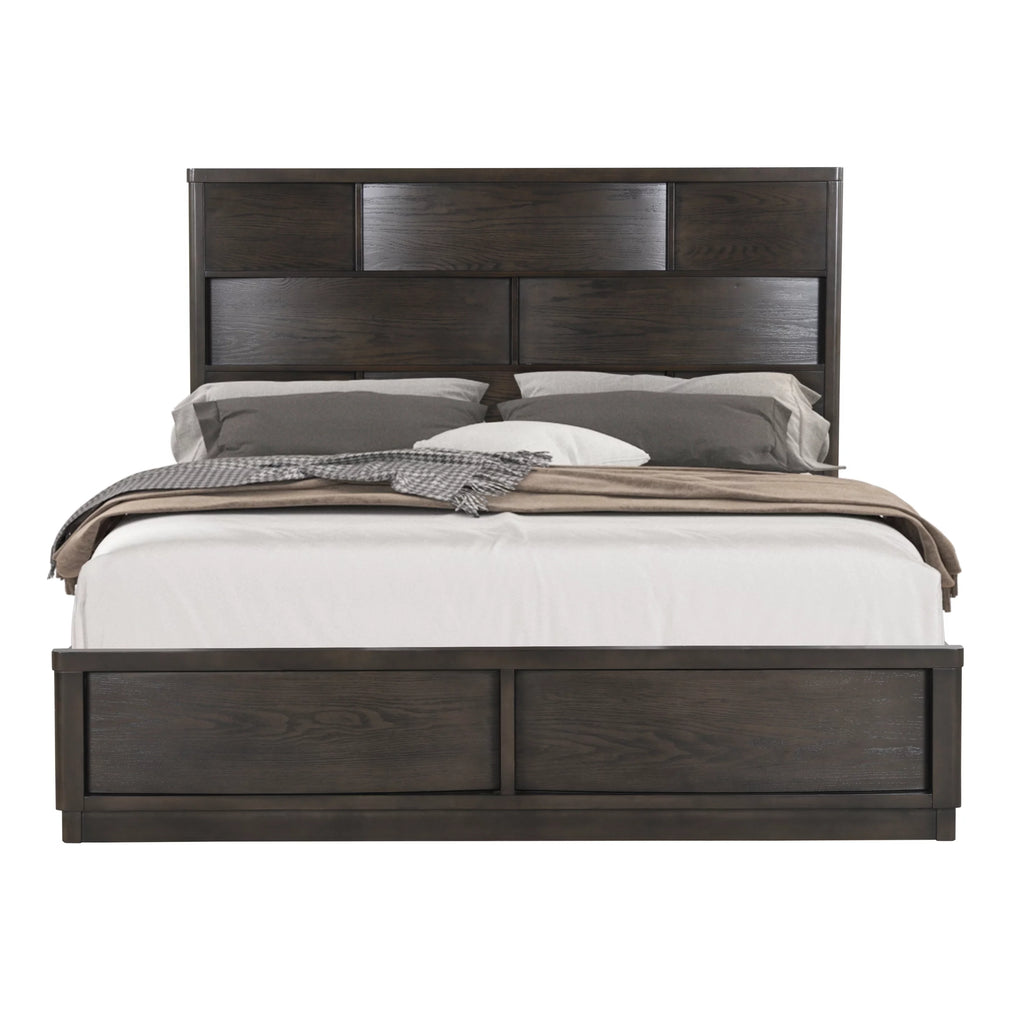 Belani Wood Panel Bed Set, King Bed, Dresser, Mirror, Nightstand, Chest, Espresso