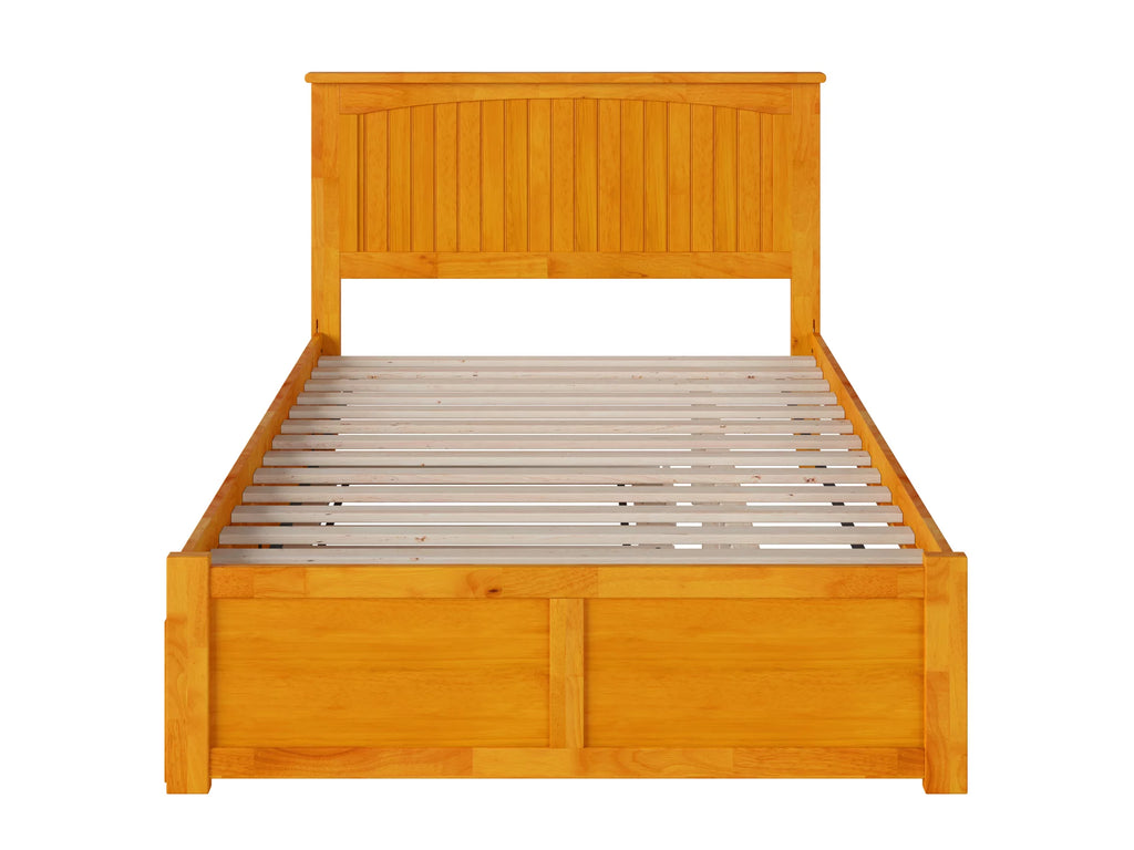 AFI Nantucket Full Size Platform Bed with Panel Footboard and Twin Size Trundle in Caramel Latte