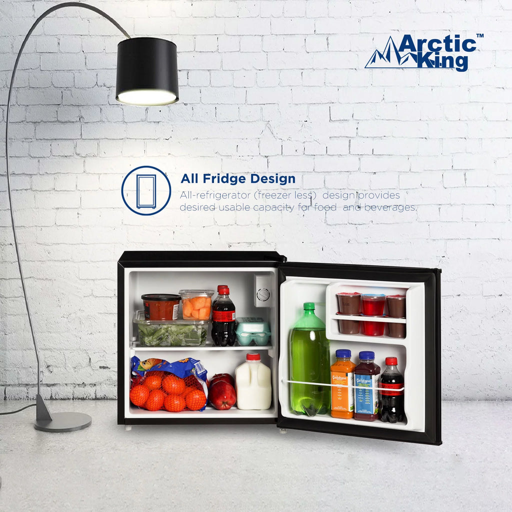 Arctic King 1.7 Cu ft No Freezer Mini Fridge, Black, E-Star, ARM17A5ABB