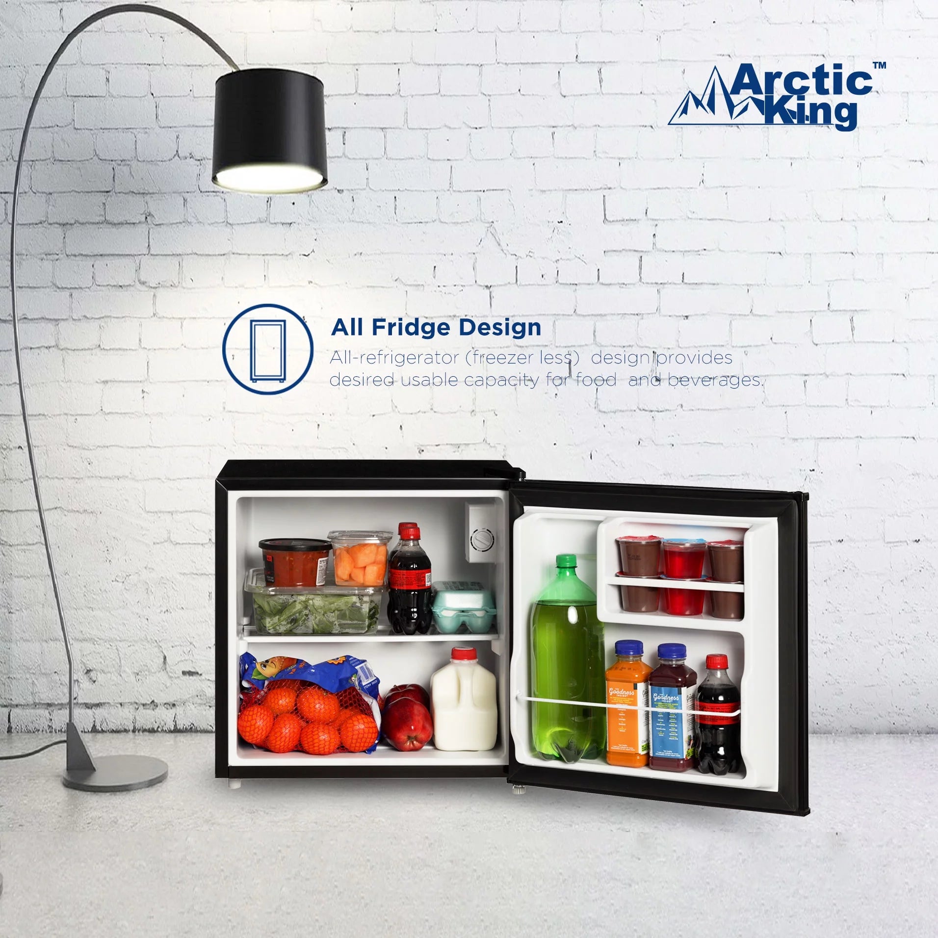 Arctic King 1.7 Cu ft No Freezer Mini Fridge, Black, E-Star, ARM17A5ABB