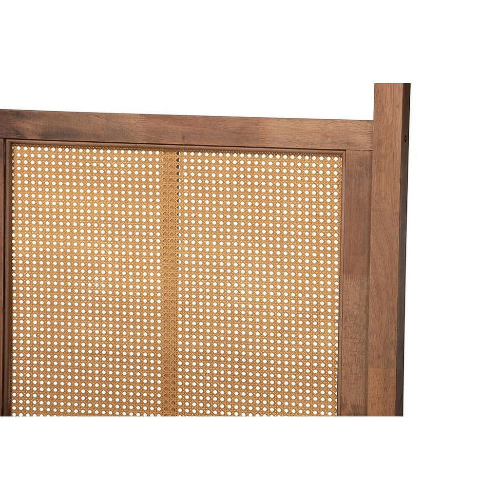 Baxton Studio Malia Brown Finished Wood Queen Size Canopy Bed