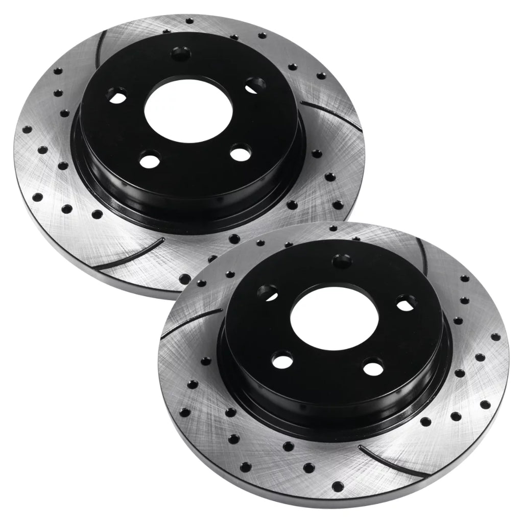 AutoShack Front and Rear Drilled Slotted Brake Rotors Black Set of 4 Replacement for 2011-2018 2019 2020 Jeep Grand Cherokee 2011-2020 Dodge Durango 3.0L 3.6L 5.7L 6.2L 6.4L V6 V8 AWD RWD PR63063-4