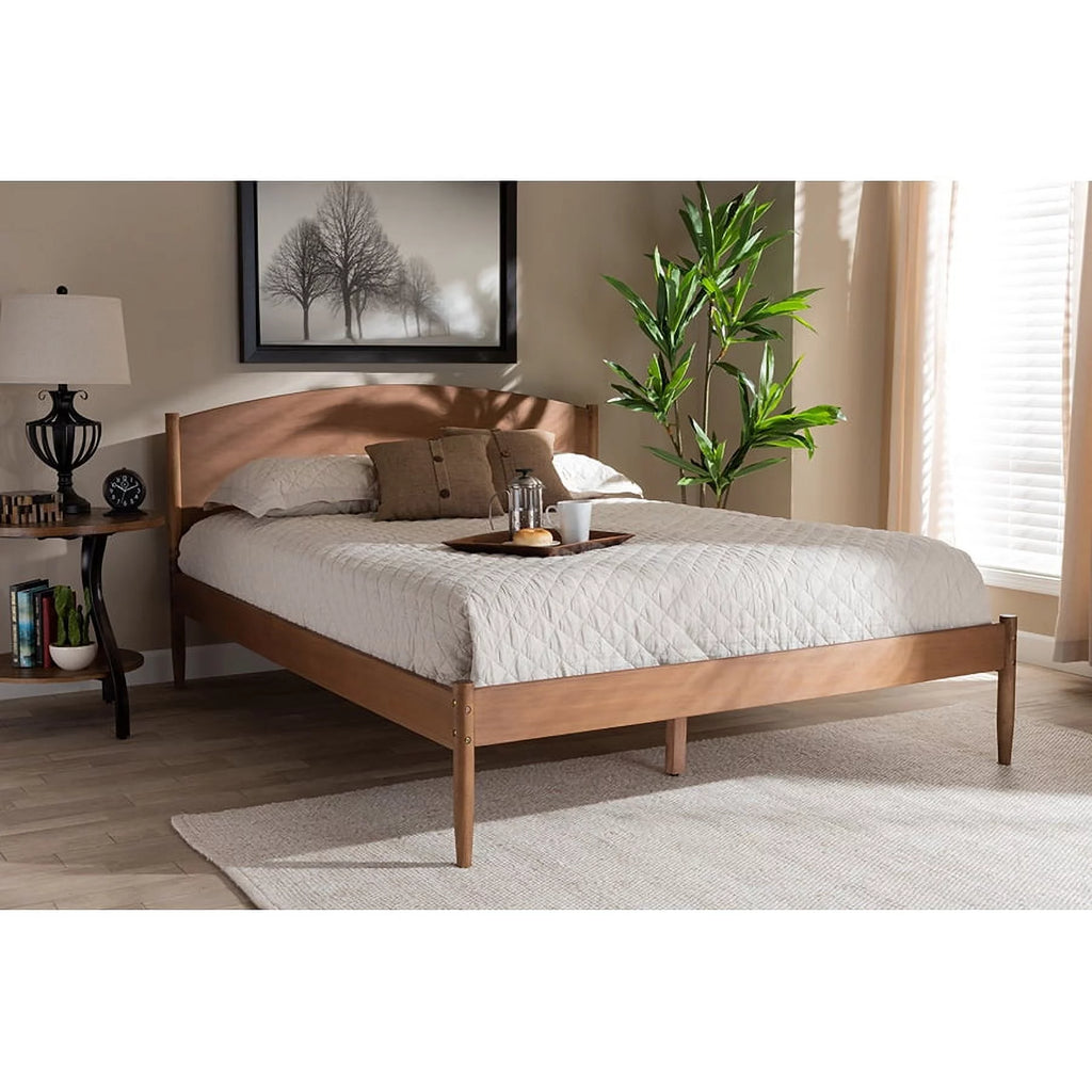 Baxton Studio Studio Leanora Mid-Century Wood Platform Bed, King, Walnut