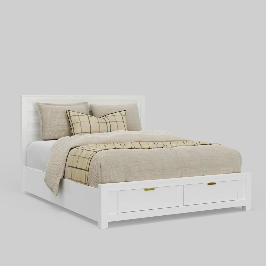 Alpine Furniture Carmel Wood Queen Storage Bed in White
