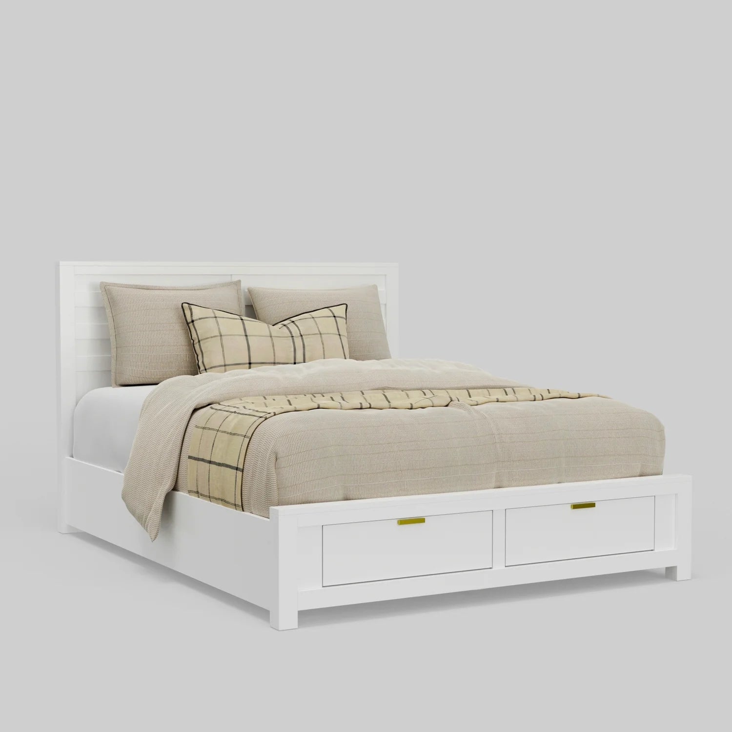 Alpine Furniture Carmel Wood Queen Storage Bed in White