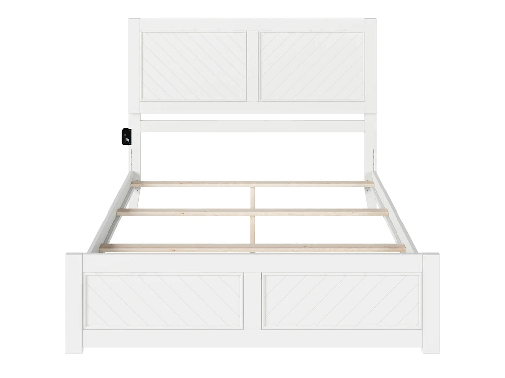 AFI Canyon White Solid Wood Foundation Bed Frame with Matching Footboard, Queen
