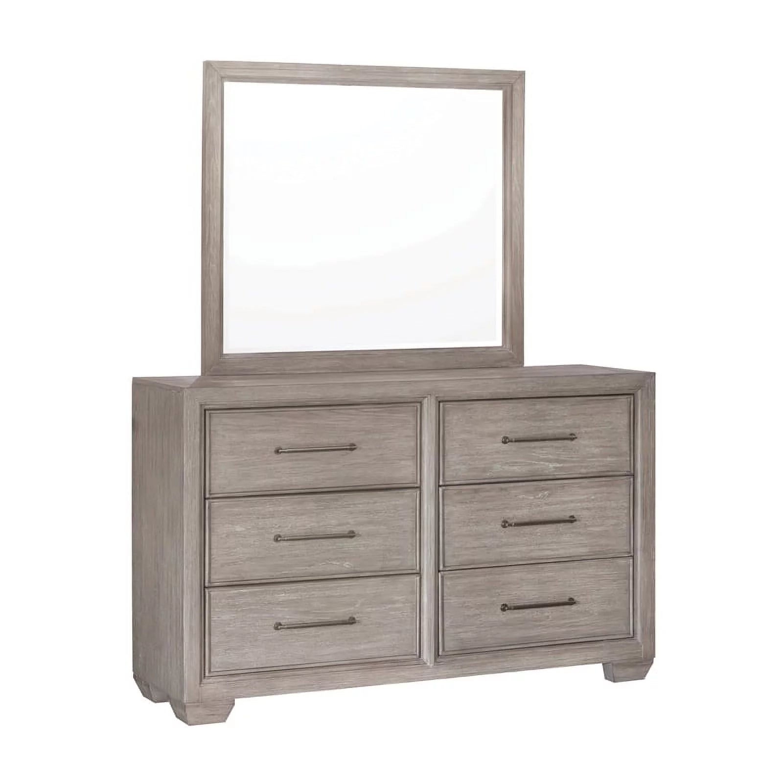 Andover Solid Wood 6 Drawer Dresser with Mirror in Dove Gray by Samuel Lawrence