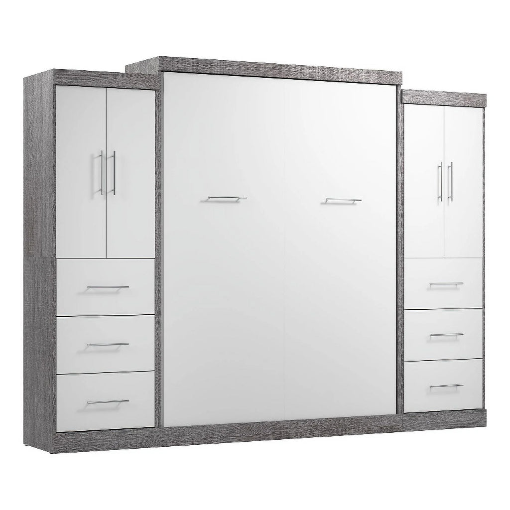 Atlin Designs 115" Engineered Wood Queen Wall Bed Kit in Bark Gray/White