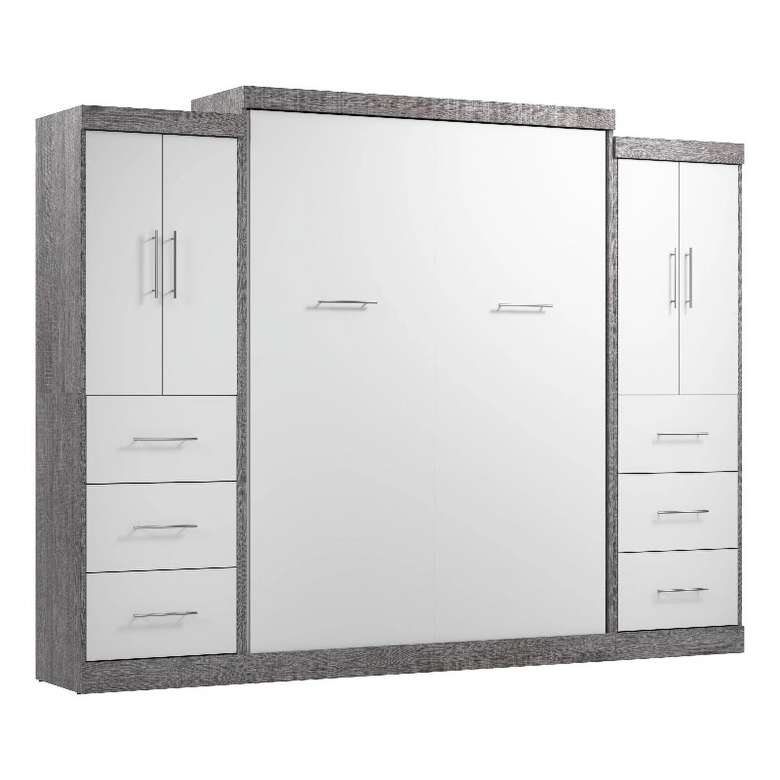 Atlin Designs 115" Engineered Wood Queen Wall Bed Kit in Bark Gray/White