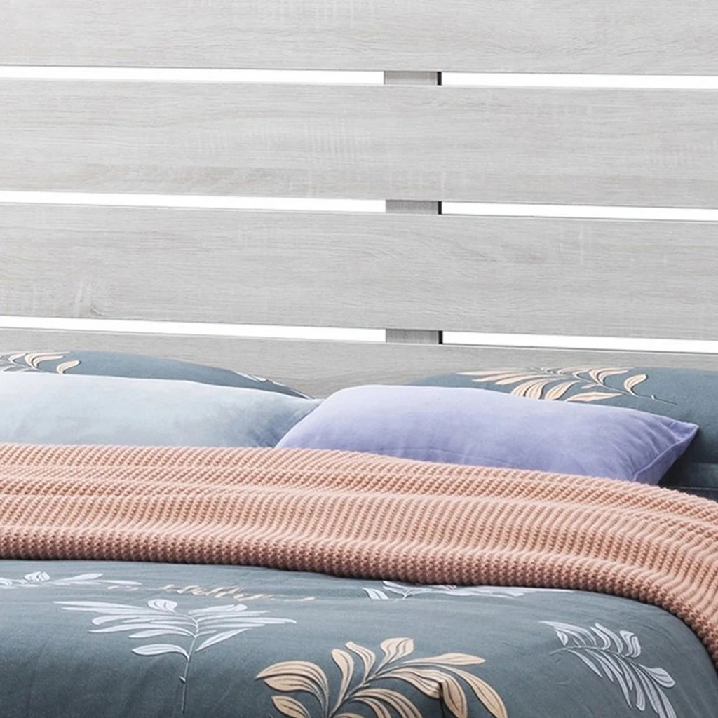 Ach Wood King Storage Bed with 2 Drawers Plank Style Headboard White- Saltoro Sherpi