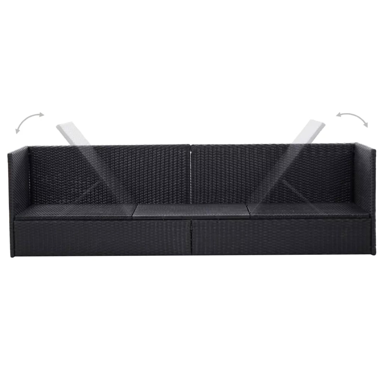 Anself Patio Sofa with Cushions and Pillow Black Poly Rattan Backrest Adjustable Sun Bed for Garden, Poolside, Backyard, Balcony, Outdoor Furniture 78.7 x 23.6 x 22.8 Inches (L x W x H)