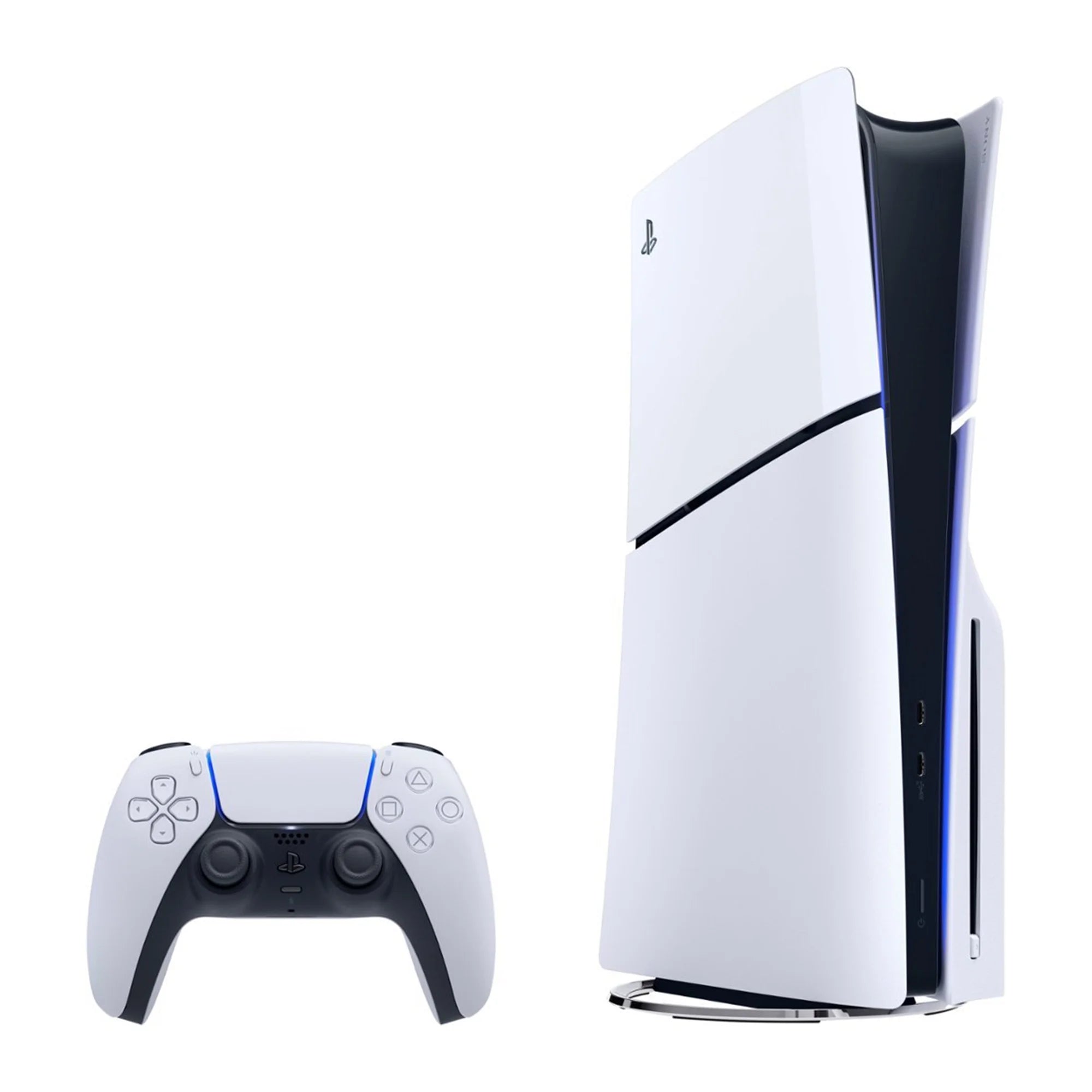 2023 New PlayStation 5 Slim Digital Edition Bundle with Two DualSense Controllers and Mytrix Controller Charger - White, Slim PS5 1TB PCIe SSD Gaming Console