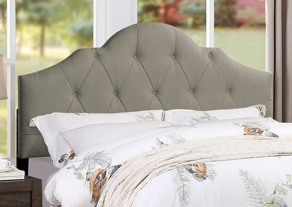 1pc Bed Eastern King Size Bedroom Furniture Grey Polyfiber Tufted Adjustable HB Solid wood