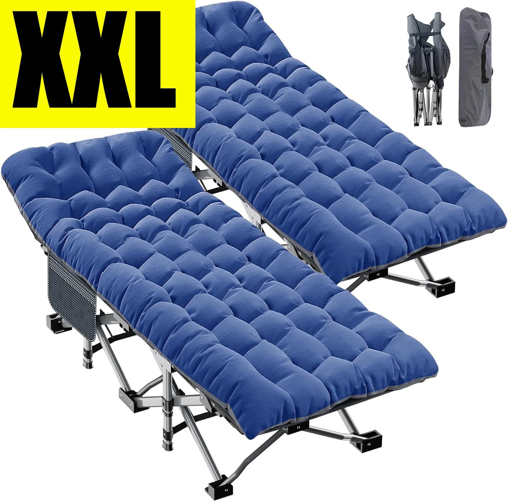 ABORON 2 Packs Oversized XL Folding Sleeping Cots for Adults, 900lb Loading Double-Layer 1200D, Heavy Duty Guest Bed W/Mattress & Carrying Bag