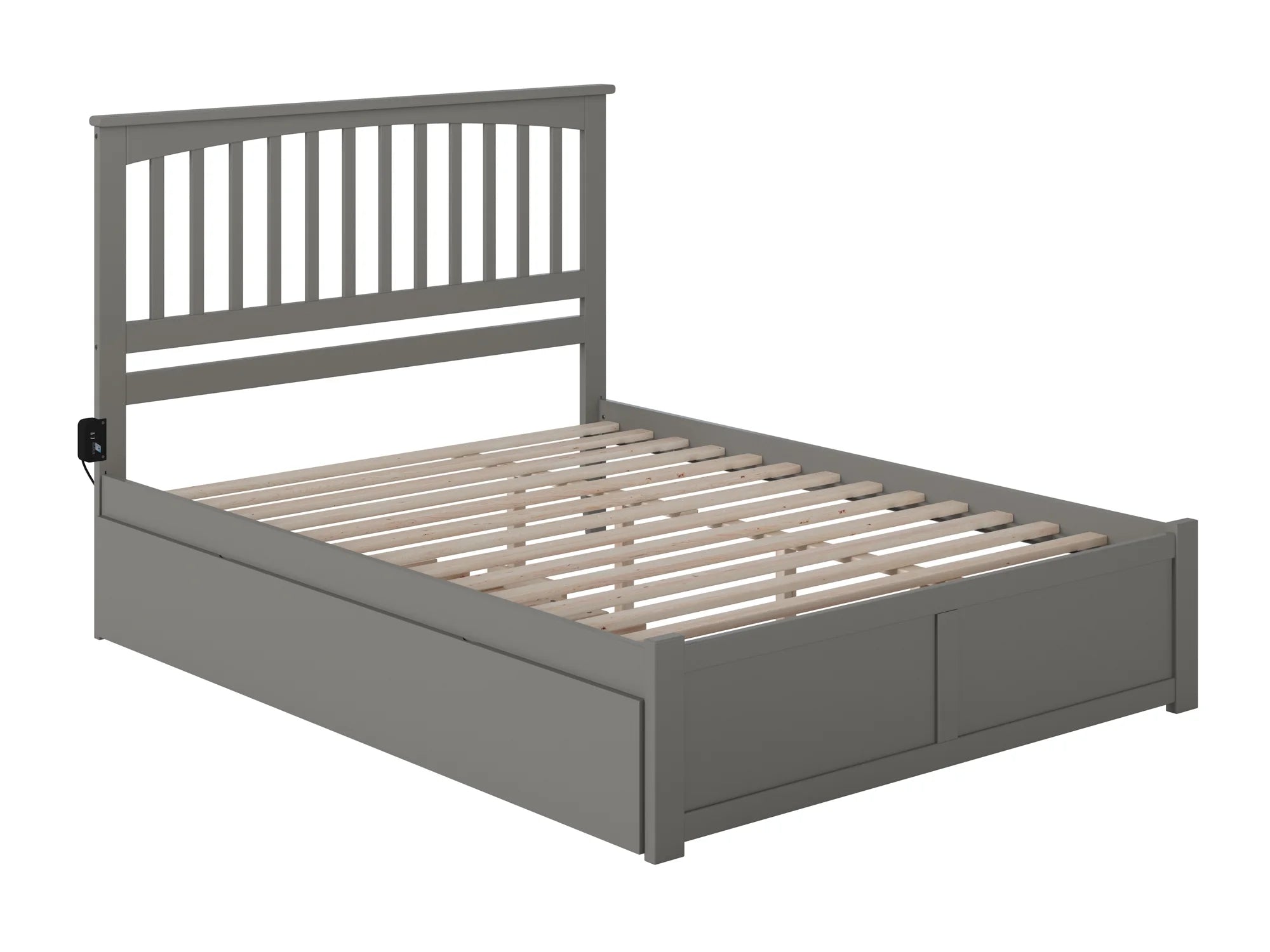 AFI Mission Queen Wood Platform Bed with Headboard Footboard & Twin XL Trundle, Grey