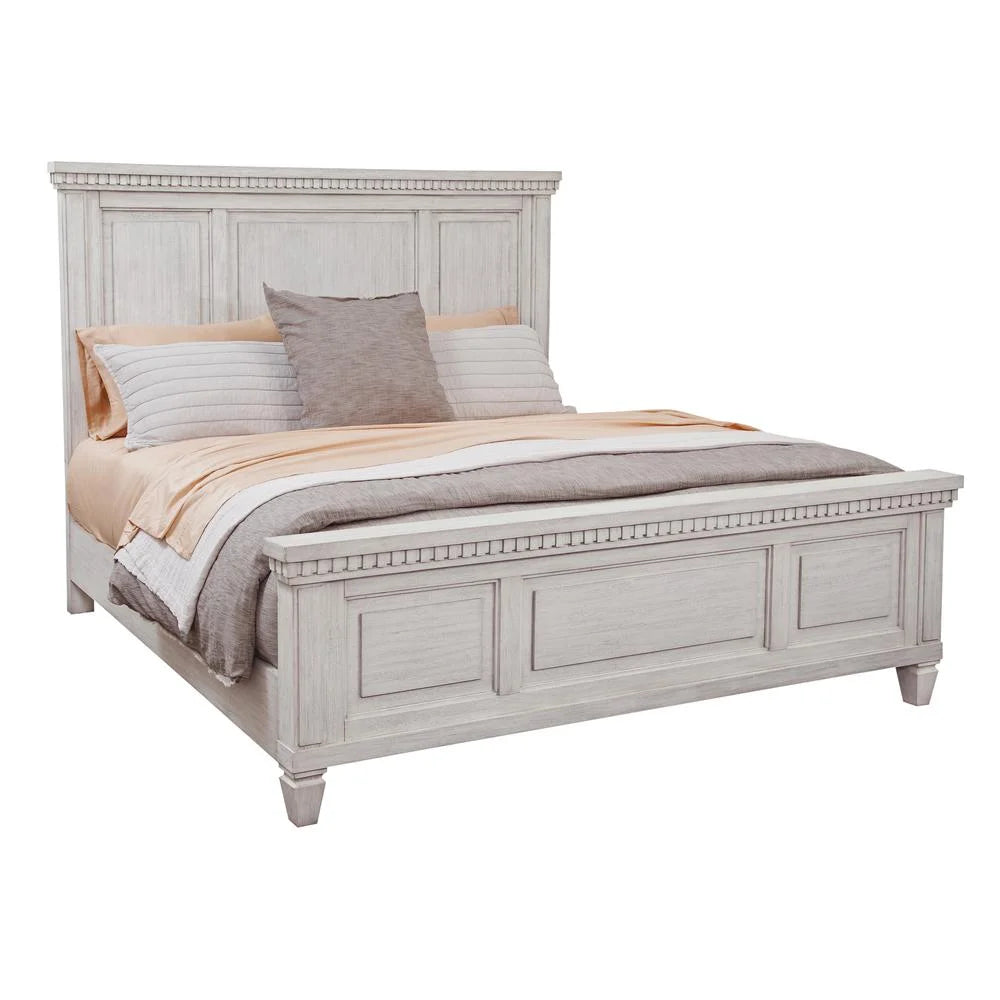 American Woodcrafters 82"W Salter Path Wood King Panel Bed in Oyster White
