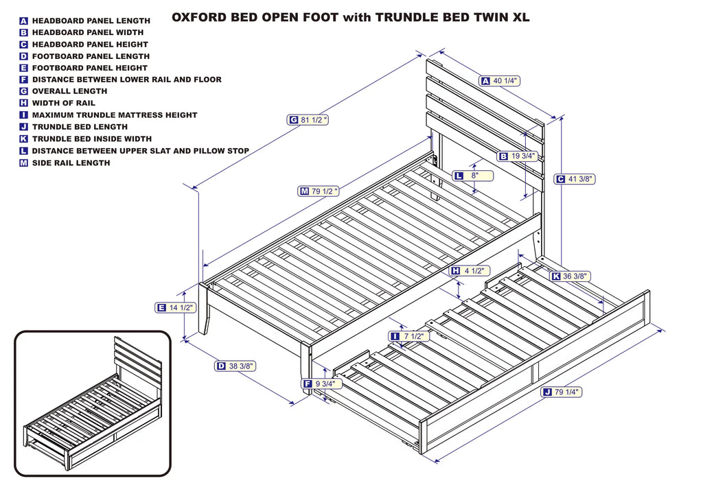 AFI Oxford 14" Twin XL Wood Platform Bed Frame with Twin XL Trundle, Espresso