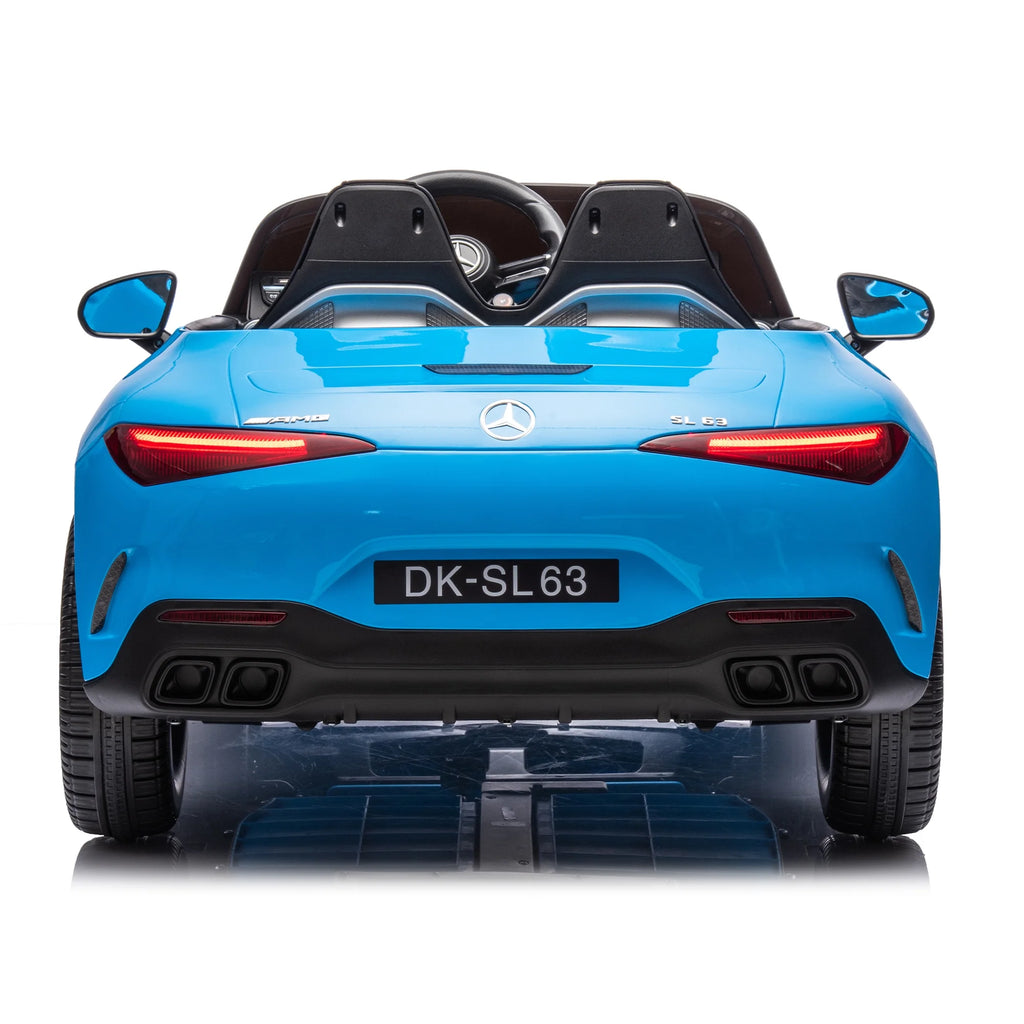 24V Ride on Car w/Parent Remote Control, Licensed Mercedes-Benz SL63 Powered Ride On Toy Car for Kids, Electric Car for Boy w/Music Bluetooth/LED Headlight/Belt, 200w Super Powerful Motor, Blue