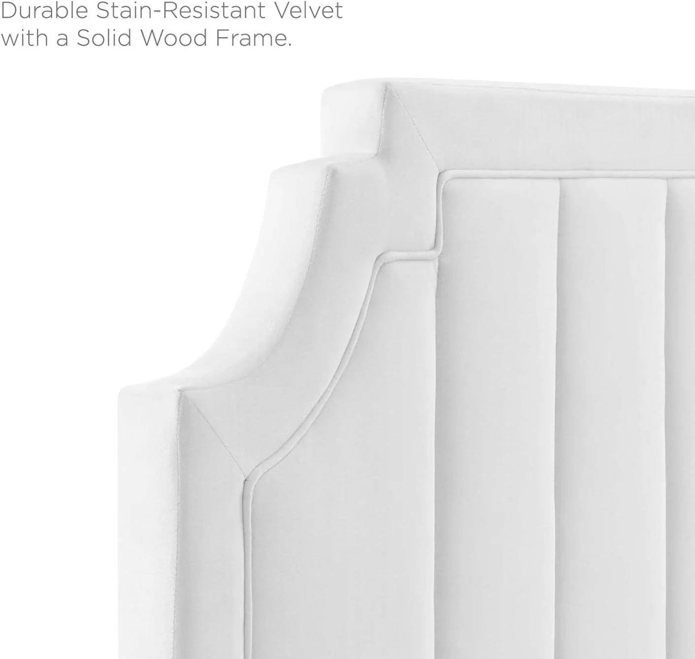 Alyona Channel Tufted Performance Velvet Headboard, , White
