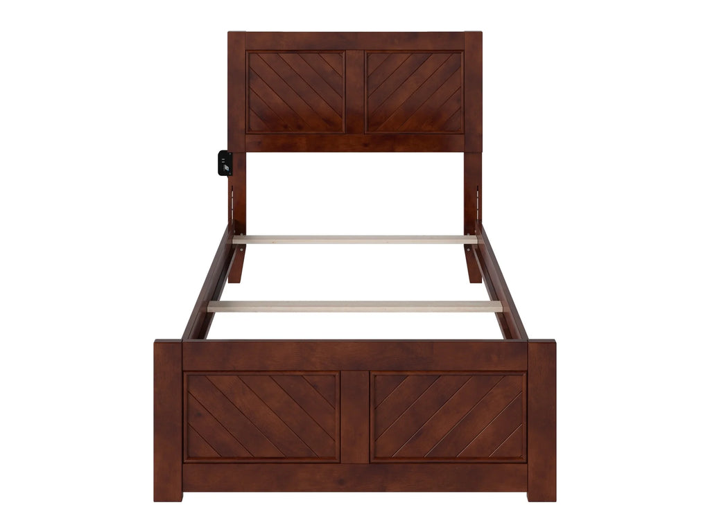 AFI Canyon Walnut Solid Wood Foundation Bed Frame with Matching Footboard, Twin XL