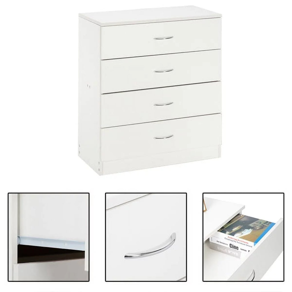 Arturesthome MDF Wood Simple 4-Drawer Dresser White