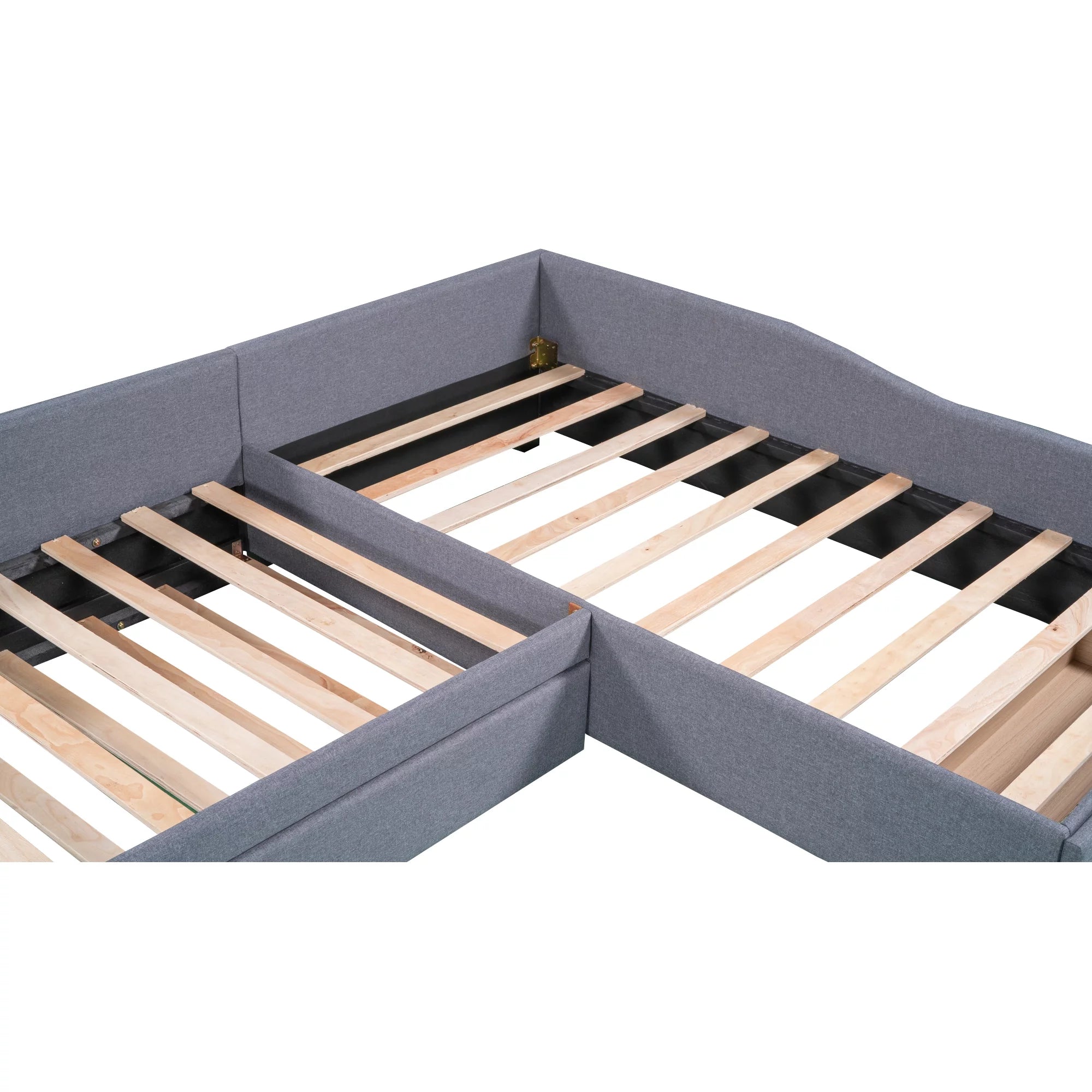 Bellemave L-Shaped Daybed with Trundle and Drawers, Double Twin Size Upholstered Sofa Bed with Storage, Twin Daybed Frame for Kids, Teens & Adults, Gray