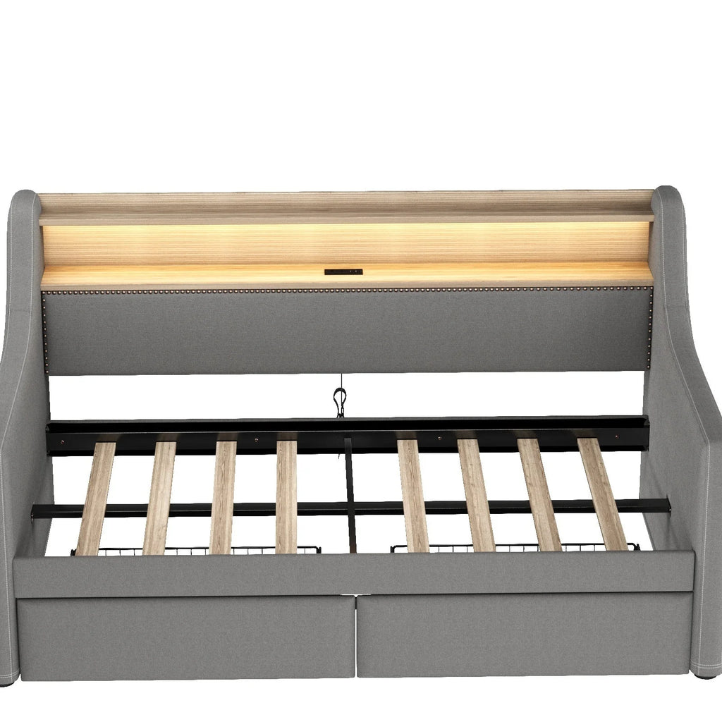 Belin Twin Size Daybed  with Charging Station and LED - Gray